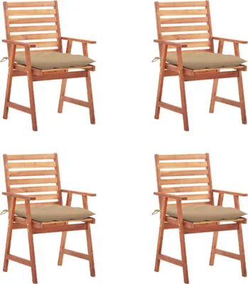 Imagen del producto de vidaXL: Juego de 4 sillas de jardín con cojines, fabricadas en madera de acacia maciza