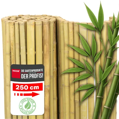 Produktbild von NOOR Bambusmatte DELUXE 150x250 cm - natürlicher Sicht- & Windschutz aus Bambus für Balkon, Terrasse & Garten - Bambusrohre bis ca. 40 mm