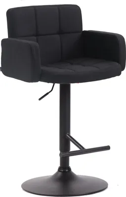Obrázek produktu pro Designová barová židle s látkovým čalouněním - otočná o 360° - výškově nastavitelná - pohodlný sedák | Barva: černá | Barva podnože: černá