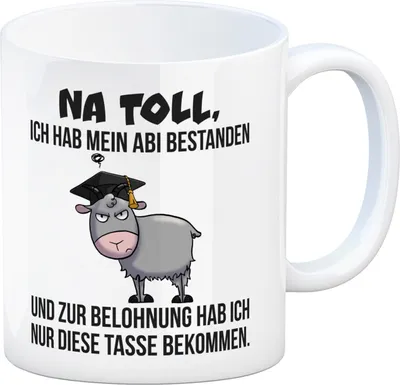 Produktbild von Zickige Ziege Abitur Kaffeebecher mit Spruch Abi bestanden