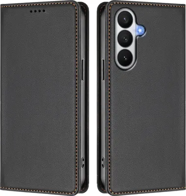 Obrázek produktu pro Kožené pouzdro pro Samsung Galaxy S26, magnetické flipové pouzdro zPolyuretankůže se stojánkem Černá