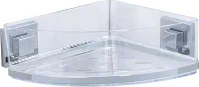 Produktbild von Unyqoos® WENKO Vacuum-Loc® Badezimmer-Eckregal Quadro Uno – Badregal ohne Bohren, rostfreie Edelstahlhalterung, herausnehmbare Kunststoffschale, 28×8,5×19,5 cm