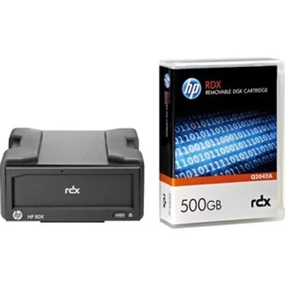Produktbild von HPE StorageWorks RDX500, Speicherlaufwerk, RDX-Kartusche, USB 3.2 Gen 1 (3.1 Gen 1), 2:1, RDX, Schwarz