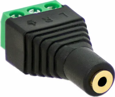 Produktbild von 1x Klinken Buchse 2,5mm Adapter > Terminal Block 3-Pin Schraub Klemmen Vergoldet