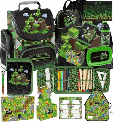 Produktbild von 14 teile Schulranzen MINECRAFT Ergonomisch ranzen rucksack GAME PIXEL fur JUNGEN SET FÜR SCHULKINDER SCHULRANZEN + FEDERMAPPE + TURNBEUTEL