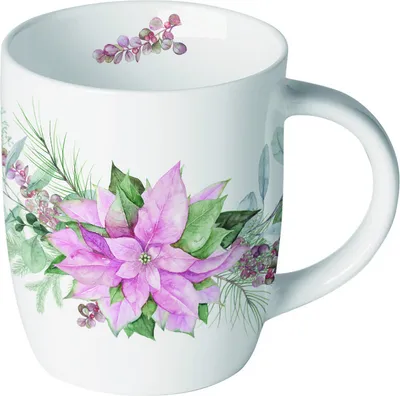 Produktbild von Weihnachten Becher 0,2 l Pink poinsettia  Weihnachtstern rosa