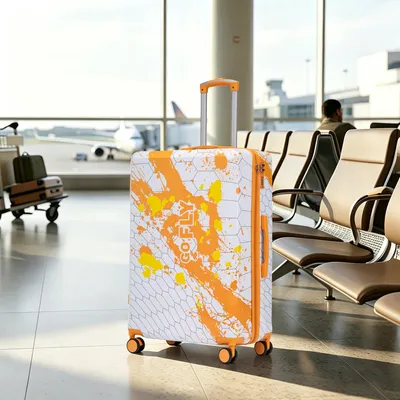 Produktbild von MODFU Reisekoffer mit 4 360°-Rollen,Klassische Koffer mit Sprenkelmuster,Trolleys mit Standfüße und Zahlenschloss,28-Zoll-Handgepäckkoffer,Orange