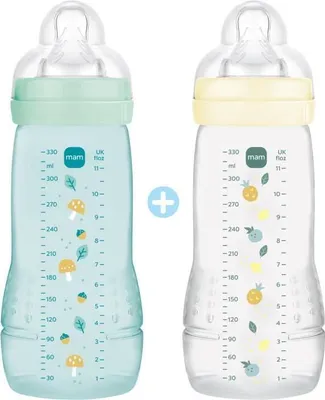 Produktbild von MAM Easy Active Babyflasche, 330 ml, 6+ Monate, Sauger Größe X, Ice + Pearl, 2er Pack