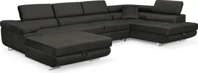 Produktbild von Sofiland Aller U-Form Ecksofa XXL Schlaffunktion 2 Bettkästen Grau Rechts