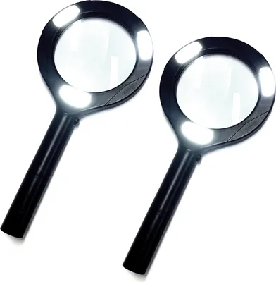 Produktbild von 2er Set LED Lupe Vergrößerungsglas | Leselupe mit Licht | Leuchtlupe Lesehilfe Kunststoff |  Handlupe Sehhilfe Leuchte