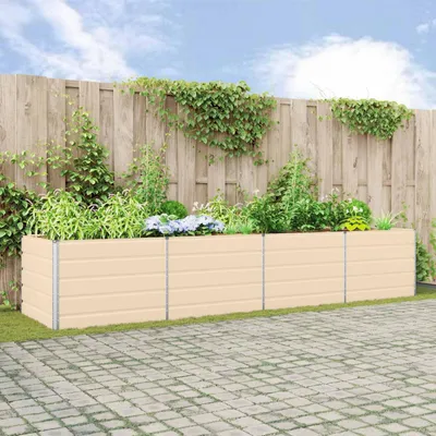 Produktbild von "Schlussverkauf" Pflanzkübel im Garten - 1 pc - Blumenbeet/Gartenbeet - Elfenbein 195x100x45 cm Verzinkter Stahl C13520