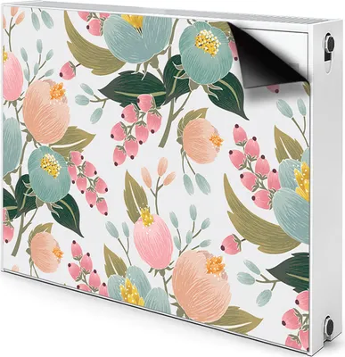 Produktbild von Magnet Heizung Verkleidung Abdeckung Heizung Heizkörperabdeckung 90x60 cm  - Lackierte Blumen