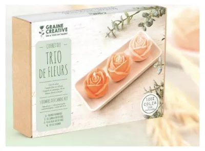 Produktbild von Graine Creative Knetset Rosa Blumen-Trio-Kerzenset