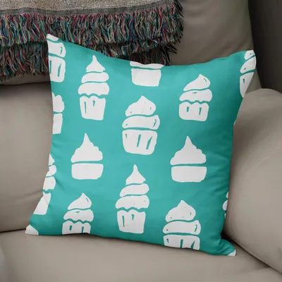 Dekokissenbezug Türkis/Weiß 43x43 cm Polycotton Reißverschluss