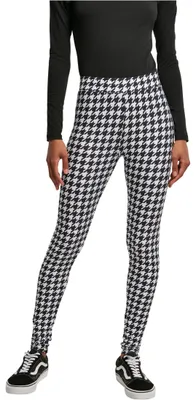 Productafbeelding van Dames leggings van Urban Classics, model Soft AOP, met een zwart ruitpatroon - maat S