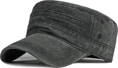 Produktbild von Herren Military Kappe, Army Cap, aus Baumwolle verstellbare Sonnen Kappe für Wandern und Sport,Schwarz