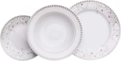 Produktbild von Tellerset, tschechisches Porzellan, Sylvie, kleine Blumen, 18 d., Thun 1794