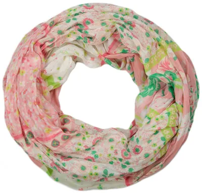Produktbild von styleBREAKER Damen Loop Schal | Blumen Muster Patchwork Print | Leichter Schlauchschal aus Viskose | Halstuch für Frühling und Sommer