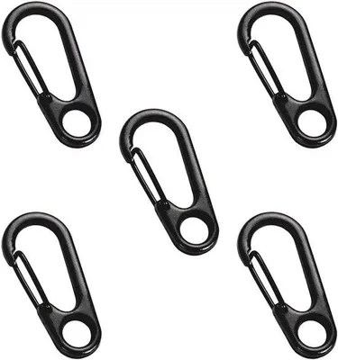 Produktbild von Famanu Mini Karabinerhaken – 5 Stück – Metall mit Federmechanismus – Schwarz