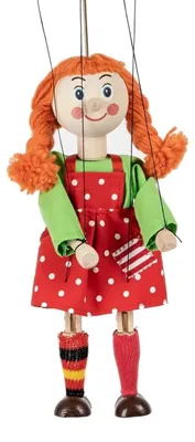 Produktbild von Marionette Mädchen mit Zöpfen, 20 cm, Holz-Marionette, Dekoartikel