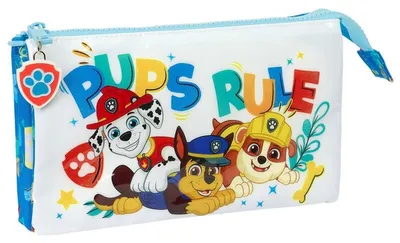 Imagen del producto de Estuche triple multifuncional Paw Patrol, diseño "Los cachorros de Paw Patrol", color azul, 22 x 12 x 3 cm