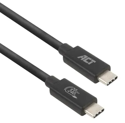Produktbild von ACT USB4 20 Gbit/s 240 W USB Type-C-Kabel, USB-IF-, 2 Meter, 2 m, USB C, USB C, USB4 Gen 2x2, 20 Gbit/s, Schwarz