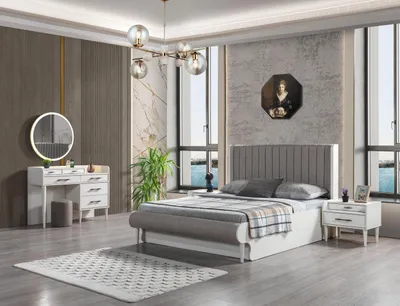 Produktbild von Komplettschlafzimmer modern 5tlg. Bett Nachttische Schrank