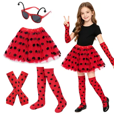 Immagine prodotto di Costume da bambina a forma di coccinella, taglia 98-104, ideale per il Carnevale
