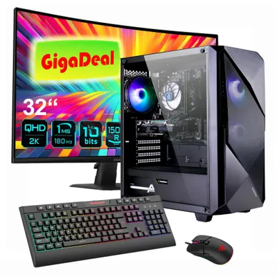 Produktbild von GAMEMAX Gaming-PC GigaDeal Striker Komplett-SET AMD Ryzen 7 9700X 32GB DDR5 RAM 1TB SSD RTX 5060Ti (16 GB) WIN11 + Gigabyte GS32QCA LED-Monitor Curved, KI-generiertes Bild