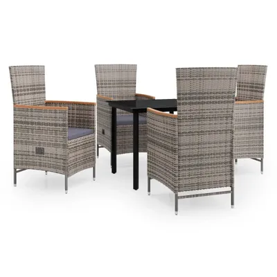 Immagine prodotto di vidaXL Set da pranzo da giardino 5 pezzi con cuscini, grigio