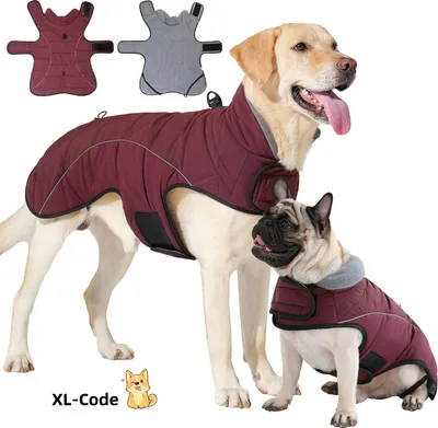 Produktbild von STILVORA Hundemäntel, Hundejacke, Wasserdichte, winddichte und gefütterte Winterjacke für Hunde, Mit Leinenöffnung, Warm und Schutz vor Schnee, Rot XL
