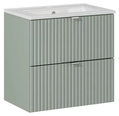 Image de Meuble vasque à encastrer 60 cm - A tiroirs - Vert Roseau