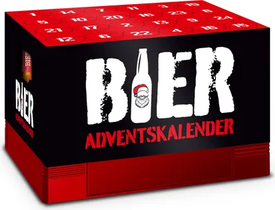 Produktbild von itenga Adventskalender für Bierkasten Schrift rot schwarz weiß (Motiv 3) Bierkastenadventskalender