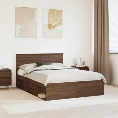 Obrázek produktu pro vidaXL Rám postele hnědý dubový vzhled 140 x 200 cm materiál na bázi dřeva