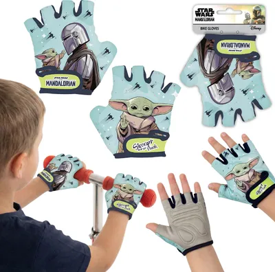 Produktbild von STAR WARS „The Mandalorian“ Fahrradhandschuhe für Jungen – für Fahrrad und Roller, mit Klettverschluss