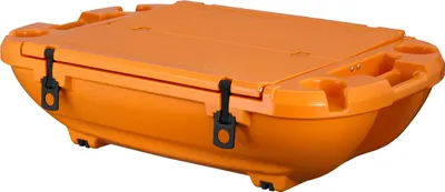 Produktbild von SucceBuy Amphibischer Schwimmender Kühler, 37,9 L Getränkekühler mit Trockenfach und Zugseil für Wasser und Land, Stabiler Kühlbehälter aus LLDPE für Pool, Fluss, See, Strand und Party, Orange