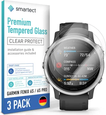 Produktbild von 3x Schutzglas Panzerfolie für Garmin Fenix 6S/ 6S Pro/ 5S Displayschutz Hartglas