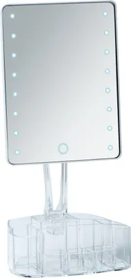Produktbild von WENKO Kosmetik Spiegel Schmink Stand Stehend LED Trenno Organizer Bad Gäste WC