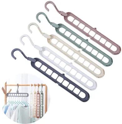 Produktbild von 5 Stk Platzsparende Kleiderbügelhalter, Multi Bügel Organizer, Raumsparbügel Drehbarer Magic Hanger für Kleiderschrank Platz zu sparen