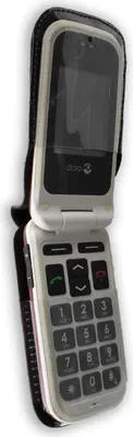 Produktbild von caseroxx Ledertasche mit Gürtelclip kompatibel mit Doro PhoneEasy 410 / 410gsm aus Echtleder, Tasche mit Gürtelclip und Sichtfenster