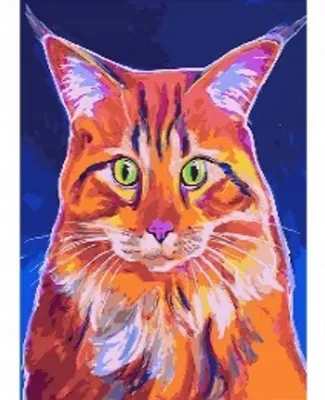 Produktbild von "Malen nach Zahlen: Roter Kater mit grünen Augen, 50x40 cm, mit Rahmen. Kreatives Bild."