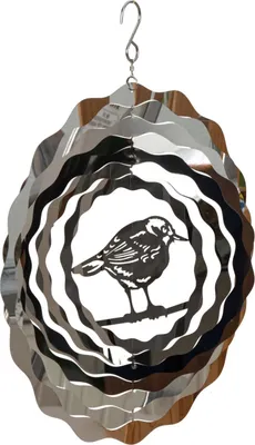 Produktbild von 3D Windspiel aus Edelstahl mit Vogel Motiv zum Hängen Durchmesser 25cm