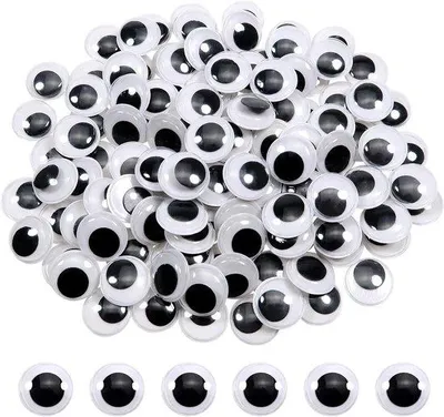 Immagine prodotto di Occhi in plastica da 15 mm, bianchi e neri, autoadesivi, per scrapbooking