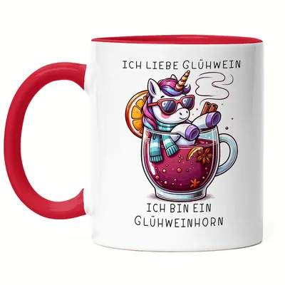 Produktbild von Ich bin ein Glühweinhorn Tasse Rot Xmas Einhorn in Glühwein Geschenkidee