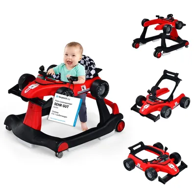 Image de COSTWAY Chariot de marche 4 en 1 Babywalker Trotteur hauteur réglable 15 kg 6 - 18 mois
