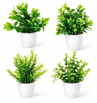 Productafbeelding van 4 Stuks Kunstplanten voor Decoratie, Klein met Potten