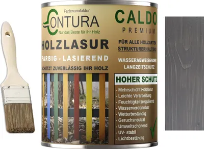 Produktbild von Contura Holzlasur Langzeitschutz Lasur + Pinsel Holz Außen Dauerschutzlasur Holzfarbe - Anthrazit / Dunkelgrau - 10.36