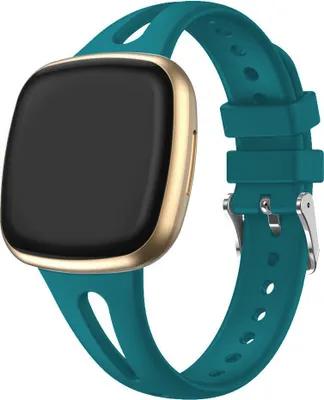 Produktbild von Strap-it Luxury Silikonarmband - passend für Fitbit Versa 3 / Versa 4 / Sense / Sense 2- grün-blau - Größe: Größe S