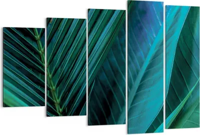 Produktbild von Bild auf Leinwand - Leinwandbild - 5 Teile - Blatt Tropen Grün - 150x100cm - Wand Bild - Wanddeko - Wandbilder - Leinwanddruck - Bilder - Wanddekoration - Leinwand bilder - Wandbild - EG150x100-5071