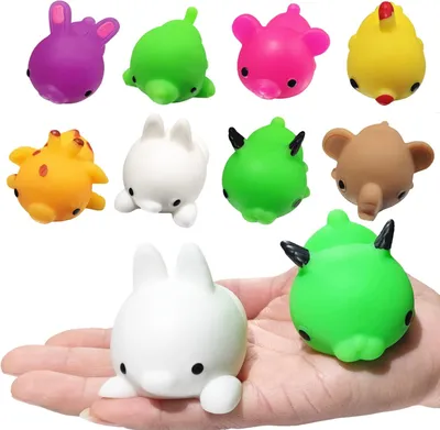 Immagine prodotto di Set da 8 pezzi di giocattoli morbidi Jumbo Mochi: animaletti antistress, bomboniere per feste per bambini